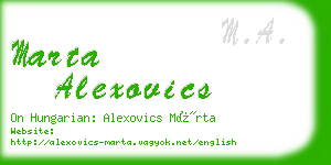 marta alexovics business card